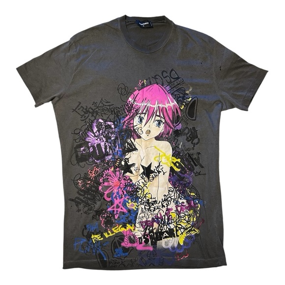 DSQUARED2 F/W 2016 P*RN Manga Gray Shirt T-Shirt Size XL Punk Anime - Picture 11 of 11